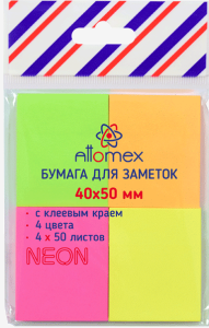 Блок-кубик 50х40, 4цв.х50л., бумажн. , неон ,2010200