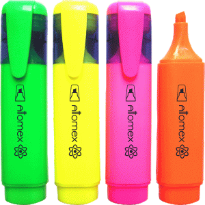 Маркер выделитель текста набор 4 цвета ,Attomex, флуоресцентный, клиновидный 5045007