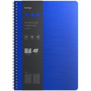 Тетрадь 80л, А4+, офсет,  обл.пластик , Steel&Style, синяя, клетка, на спирали, WNt_A4002
