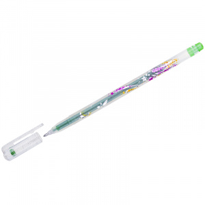 Ручка гелевая CROWN "Glitter Metal Jell" 1.0мм, св.-зеленая с блестками Корея, MTJ-500GLS(D)