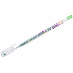 Ручка гелевая CROWN "Glitter Metal Jell" 1.0мм, св.-зеленая с блестками Корея, MTJ-500GLS(D)