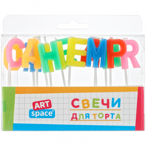 Свечи для торта с держателем ArtSpace "Буквы "С днем Рождения" 2,8 см блистер 26599
