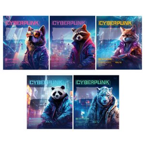 Тетрадь 12л, А5, блок офсет, клетка Cyberpunk Т5ск12_вл 60288
