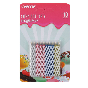 Свечи для торта Мини 6 см 10 шт блистер (незадуваемые) 9060100