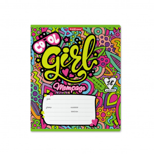 Тетрадь 18л, А5, блок офсет, клетка, Cool Girl 54207