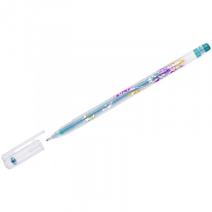 Ручка гелевая CROWN "Glitter Metal Jell" 1.0мм, зеленая с блестками Корея, MTJ-500GLS(D)