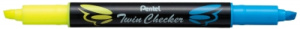 Маркер выделитель текста Pentel Twin Cheker 1-3.5 мм желт/голубой SLW8