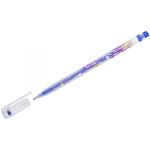 Ручка гелевая CROWN "Glitter Metal Jell" 1.0мм, синяя с блестками Корея, MTJ-500GLS(D)