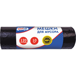Пакеты для мусора 120л, 70х110, 25мкр, 10шт./рулон, 9050703