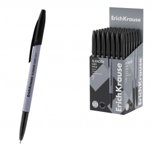 Ручка шариковая Erich Krause, Slender Stick Grey Super Glide Technology черный,0,7мм, 63086