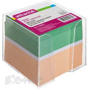Блок для записей в пластиковом боксе 9х9х9, цветная бумага/45880