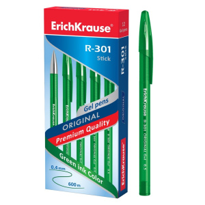 Ручка гелевая Erich Krause R-301 "Original gel", зеленая,0,5мм EK 45156