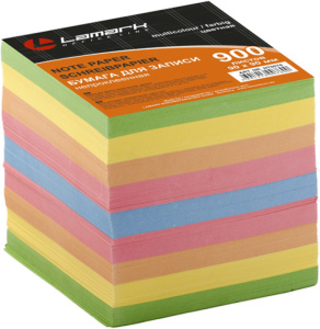 Блок для записей в пленке (запасной) 9х9х9см, цветной, 5цв, Lamark 0076