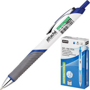Ручка гелевая ATTACHE Selection антибактер. манжета, синяя, автомат, 0,7мм