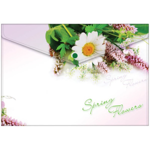 Папка конверт пласт. с кнопкой, А4, "Spring Flowers", 180мкм, Berlingo, AKk_04031