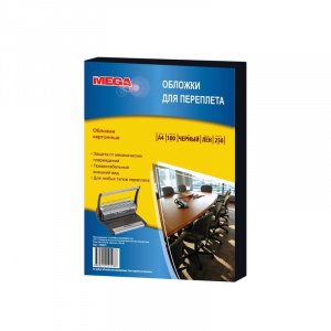 Обложки картонные А4, текстур., Лен, черный, 250гр., 100л.