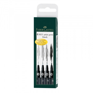 Ручка капиллярная Faber-Castell Pitt Artist Pen,набор 4 шт, 0.3/0.5/0.7/Brush ,167100