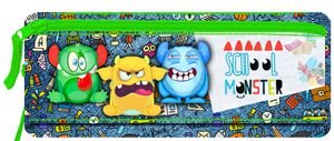 Пенал школьный School monster ,2 отд.,большой клапан 205*76*40,ткань,дизайн ,58289