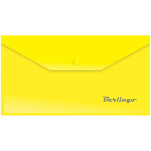 Папка конверт пласт. с кнопкой, А6(Евро), желтая, 180мкм, AKk_06305