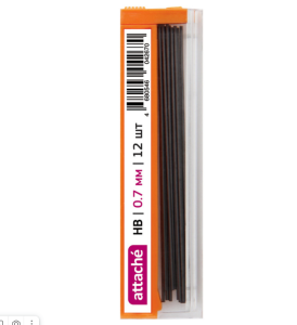 Стержни для карандаша 0,7мм полимерные Attache HB,964333/12шт уп