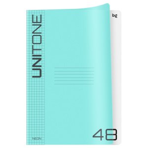 Тетрадь 48л, А4, BG "UniTone. Neon", обложка пластик, клетка ,неон голубой Т4ск48_пл 57513