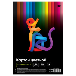 Набор ЦВЕТНОЙ КАРТОН 48л,24цв.,немелованный КЦ48-24_06680
