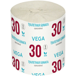 Хоз Туалетная бумага (без втулки),Vega, 1-слойная, 30м/рул., серая 339242