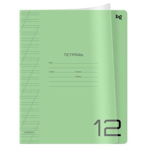 Тетрадь 12л, А5, блок офсет, пластик. обложка, косая линейка BG "UniTone. Green" Т5ск12_пл 08900 
