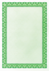 Бумага для сертификатов, зеленая рамка, А4, 115г/кв.м., с вод. знак., 1лист/4054