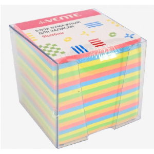 Блок для записей в пластиковом боксе 9х9х9, цветная бумага 2012203