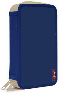 Пенал школьный Темно-синий-бежевый 190-110 мм,2 отд.,ламинат 56328