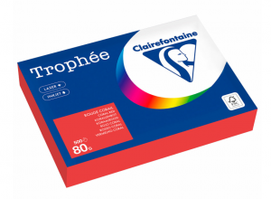Бумага Цветная CLAIREFONTAINE, 80 г/кв.м, А4 (500л), интенсив, кораллово-красный, Франция, 8175PC
