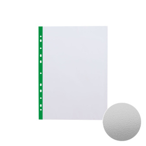 Папка-файл А4,ErichKrauze,апел.корка (40мкм),с боковой перфор. зелен полоса,(мультифора),10шт, 46708