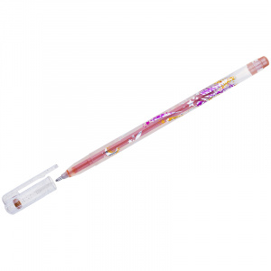 Ручка гелевая CROWN "Glitter Metal Jell" 1.0мм, оранжевая с блестками Корея, MTJ-500GLS(D)