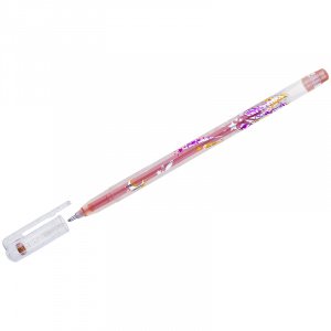 Ручка гелевая CROWN "Glitter Metal Jell" 1.0мм, оранжевая с блестками Корея, MTJ-500GLS(D)