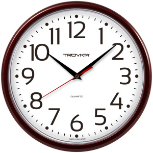 Часы настенные Troyka 91931912, круглые, плавный ход,23х23х3, бордовая рамка 