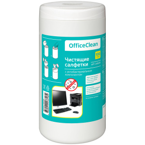 Салфетки OfficeClean чистящие ,антибактериальные ,универсальные 100 шт (в тубе) 249230