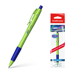 Ручка шариковая ErichKrause® JOY® Neon,Ultra Glide Technolo , синяя, 0,7мм., грип ,автом.46788