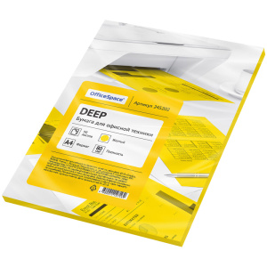 Бумага  Цветная А4, желтая OfficeSpace, 80 гр, 50л, 245202