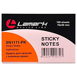 Бумага для заметок LAMARK, 50 х 76мм, розовая, 100л, SN1111-PK