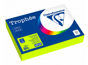 Бумага Цветная CLAIREFONTAINE, 80 г/кв.м, А4 (500л), неон, желтый, Франция, 2977PC