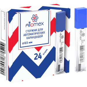 Стержни для карандаша 0,5мм, Attomex HB,5011400,12шт в пластиковом боксе