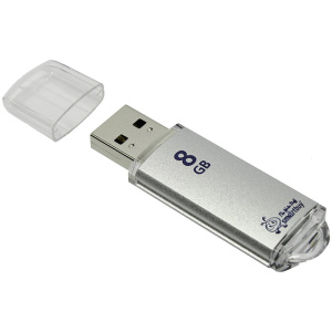 Флэш-драйв 8 Гб SMART BUY, серебристый металл.корпус, USB2.0