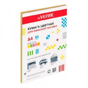 Бумага  Цветная А4, neon 5цв deVENTE, 80 гр, 20л, 2072225