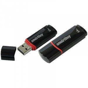 Флэш-драйв 64GB Smart Buy "Crown" , USB 2.0 Flash Drive, черный SB64GBCRW-K