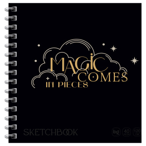 Блокнот-скетчбук для эскизов и зарисовок Magic comes,40 л ,170х170мм на гребне, 120 г/м2 58077