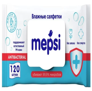 Хоз Салфетка влажная MEPSI антибактериальная, 120 шт./уп.