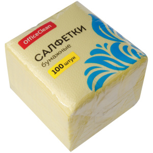 Хоз Салфетки, 1-сл. жел., 100шт/уп, 24х24см, OfficeClean 255442