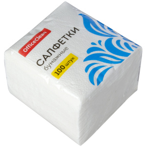 Хоз Салфетки, 1-сл. бел., 100шт/уп, 23х23см, OfficeClean 234359