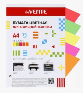 Бумага  Цветная А4, neon 5цв deVENTE, 75 гр, 50л, 2072243
